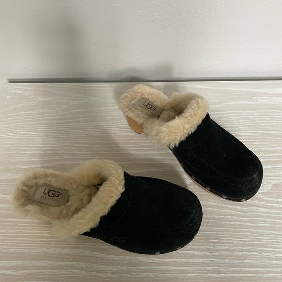 UGG Kalie 5426 Shearling Lines Black Suede Slip on Clogs - Picture 7 of 7